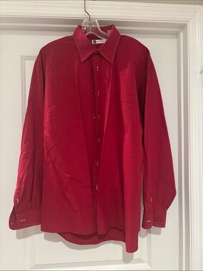 Bachrach Men's Red Button-Up Dress Shirt